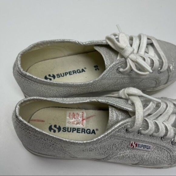 Superga unisex platforms metallic sparkle silver Usa M 6 Usa W 7.5 BoxE - Picture 5 of 7